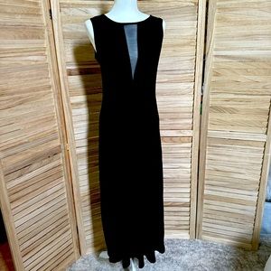 Sexy Black Maxi Dress Plunging Neckline Sleeveless & Backless Sz Lg